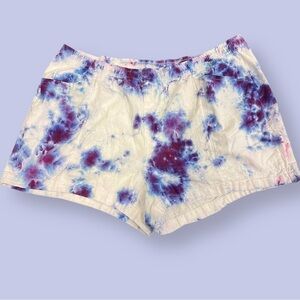 Tie dye 4XL shorts linen rayon pockets pink purple galaxy marble plus